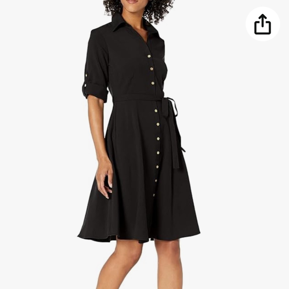Sharagano Womens Button Front Pleated Shirt Casual Dress Sz18